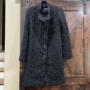 Kulson Wool Mohair Women's Black Sequin Peacoat Coat IT 36